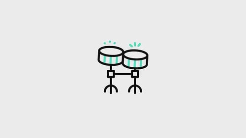 Animated Flat Design Bongo Drums Icon