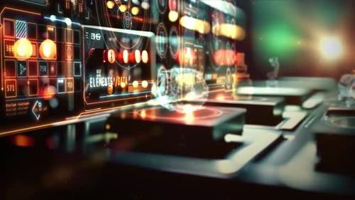 Futuristic HUD Technology Display with Glowing Digital Data Elements