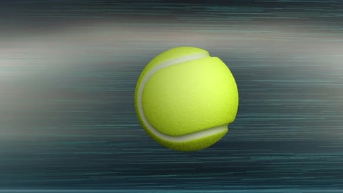 Spinning Tennis Ball with Dynamic Light Streaks Background