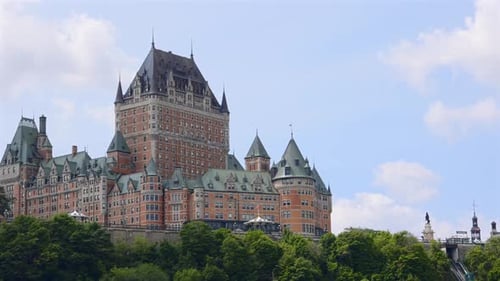 Frontenac Castle in the Historic City of Quebec from boat