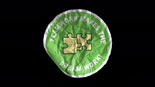 Animated Crumpled Sticker with Teamwork Message