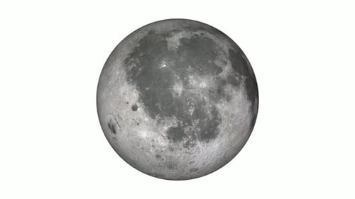 Realistic 3D Moon Rotation with Detailed Craters on White Background