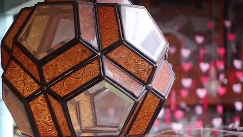 Selective focus of beautiful middle ages retro lampshade