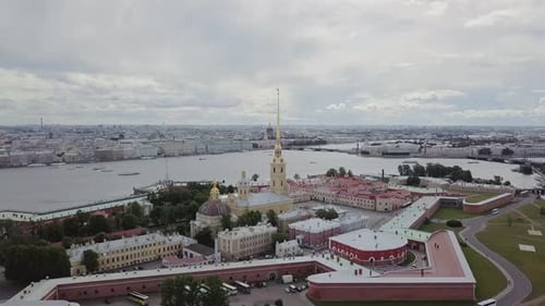 Saint-Petersburg view on Peter and Paul Fortress aerial view