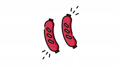 Symbol mit gegrillter Wurst für animiertes Barbecue-Menü