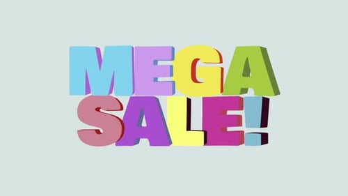 Colorful Fluid Animated 3D Text Mega Sale Title