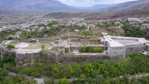 Aerial View of Historic Castle in Albania
