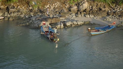 Fisherman On The Boat Ready To Go Fishing In Koh Phangan Island In Thailand