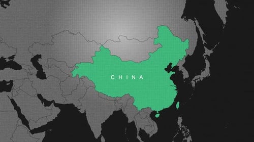 Modern World Map Zoom to China Location Highlight