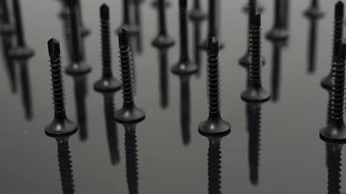 Matte Black Screws Array on Glossy Black Surface