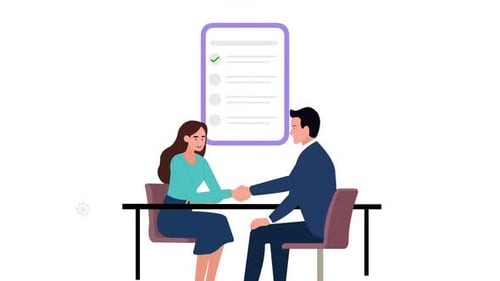 Flat Design Corporate Handshake Animation with Business Icons