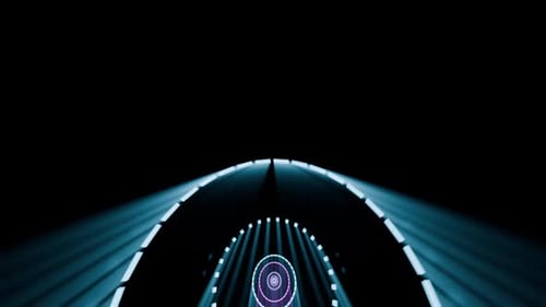 Nahtlose 3D-Hintergrund-Bewegungsgrafikschleife. Science-Fiction-Tunnel mit endloser Geometrie