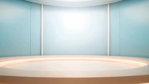 Podium Futuristische Vitrine mit Plattform für Produktausstellungen. Leeres modernes Bühnendisplay