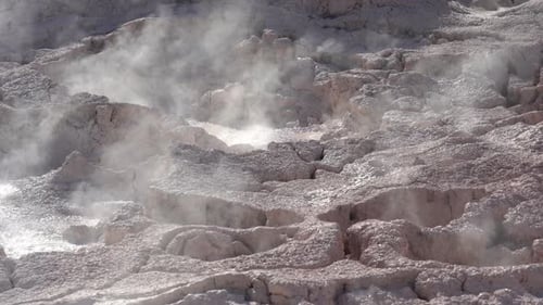 Mudpot in Yellowstone National Park, Acidic Hot Spring With Bubbling Mud, Close Up. Full Frame