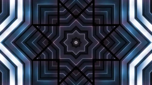 Abstract Geometric Glowing Light Kaleidoscope Background