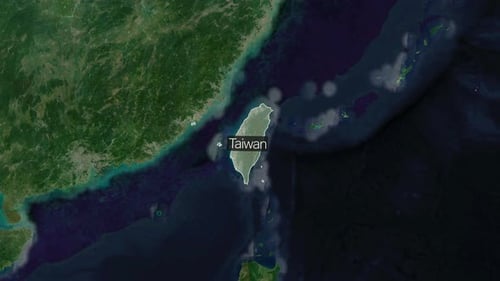 World Map Zoom to Taiwan with Glowing Outline Reveal