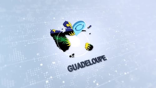 Guadeloupe Map Animation with Location Pin Drop