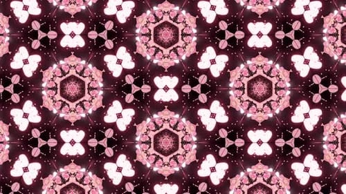 Abstract Pink Hearts Kaleidoscope Shimmering Seamless Loop