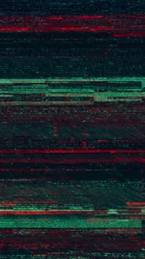 Digital Glitch TV Noise Effect with Red and Green Distorted Lines