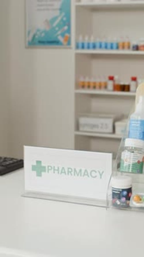 Counter with Pharmacy Sign Vertical