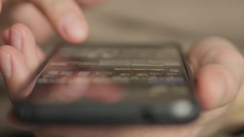 Technologies are Changing the Way the World is Perceived Closeup the Hand Interacts with a