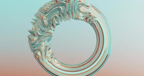 Abstract background, futuristic geometric shape, deformation moving on the surface of torus.
