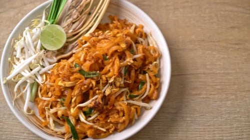Close Up of Appetizing Pad Thai Noodles