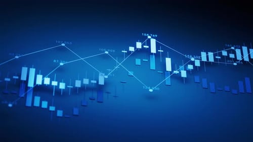 Animated Blue Candlestick Chart for Stock Market Data Analysis