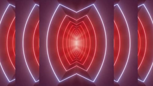 Futuristischer Tunnel aus lebendigen Neonlichtern mit endlosen perspektivischen Bildern