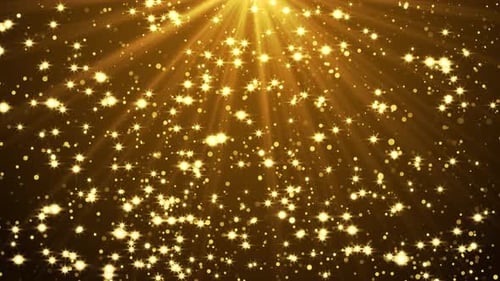 Golden Shimmering Particles and Light Rays Festive Background Loop