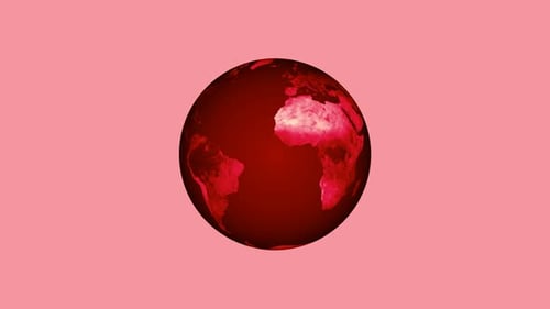 Red Digital Earth Globe Rotation