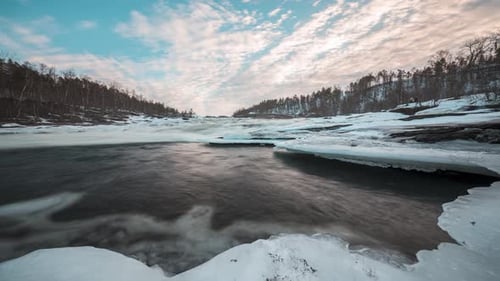 Timelapse Of A Frozen River Melting At Malselvfoss