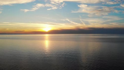 Sea Sun Set From The Drone. Sunset Aerial. Ocean Sun Set