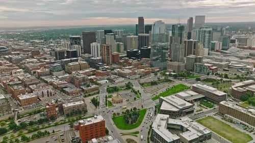 Denver Colorado Skyline Cityscape Aerial drone view