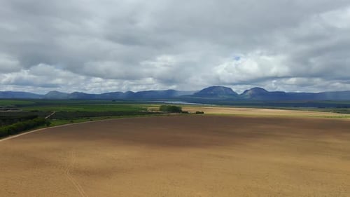 Empty Field After Harversting Aerial View