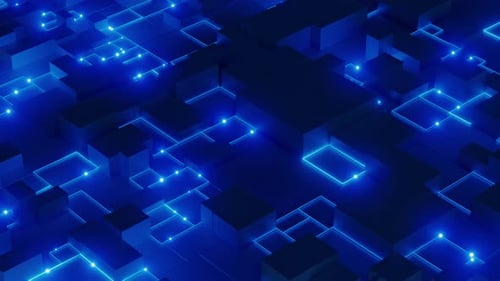 Futuristic Digital Network with Glowing Blue Connections