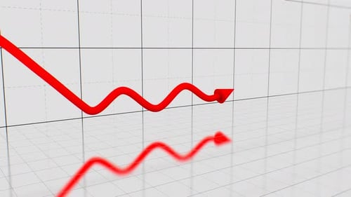 Red Stock Market Arrow 3D Chart of Volatile Market Conditions Graph - 4K