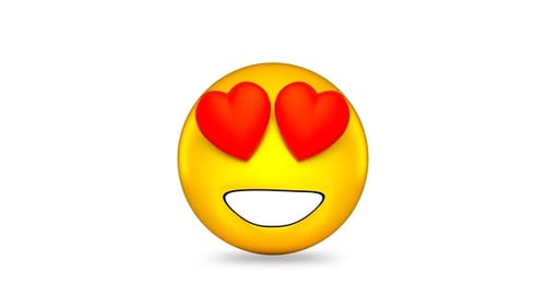 Yellow 3D Smiley Face with Heart Eyes Animation