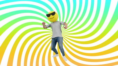 Animated Human Funny and Lucky Dynamic Dancing in Comical Rhythm Beat Looping
