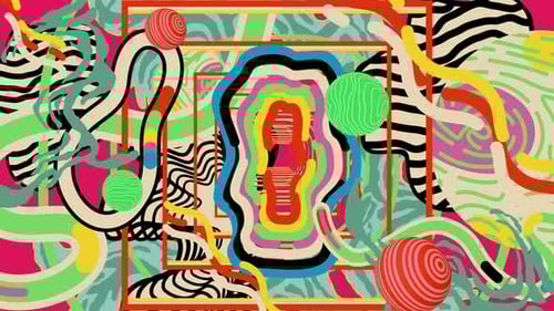 Vibrant Abstract Wavy Lines and Geometric Shapes Background