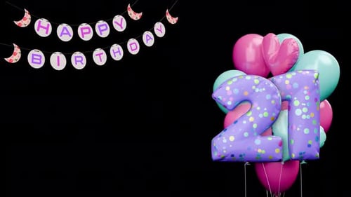 Happy Birthday Balloon Concept And 21 Year