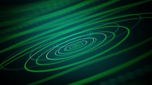 Abstract Green Geometric Circles and Flowing Lines Animation