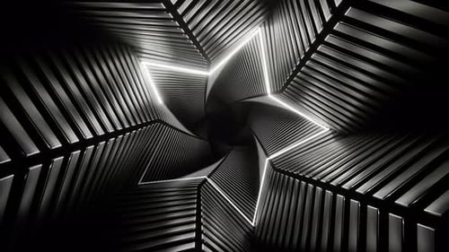 White Neon Star Spiral Tunnel Background Vj Loop In 4K