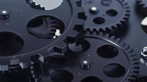 Rotating Mechanical Gears Turning