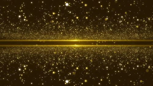 Hermoso suelo de túnel de pared dorada de lujo que brilla con mágicas partículas de polvo de estrellas que brillan