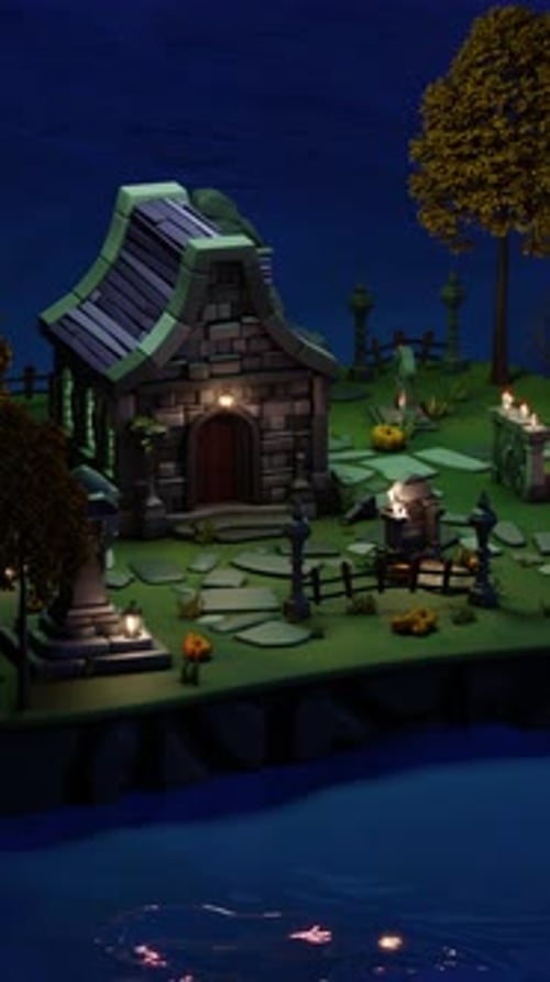 Animación isométrica 3D del bucle del cementerio