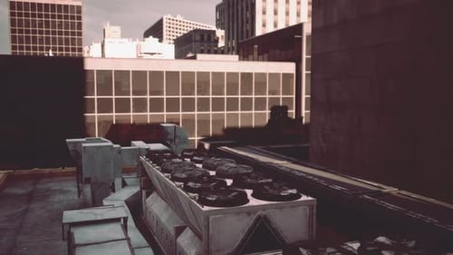 Vista de una ciudad desde la azotea de un edificio