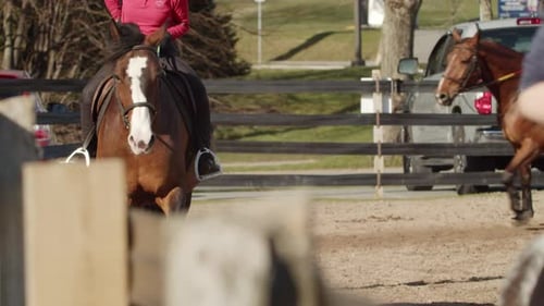 Young Girl on a Horse at a Riding School