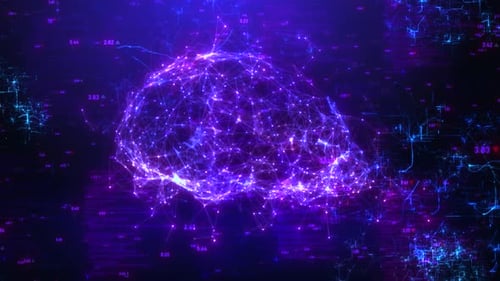 Visualización de redes neuronales con inteligencia artificial: cerebro digital futurista con conexión de datos