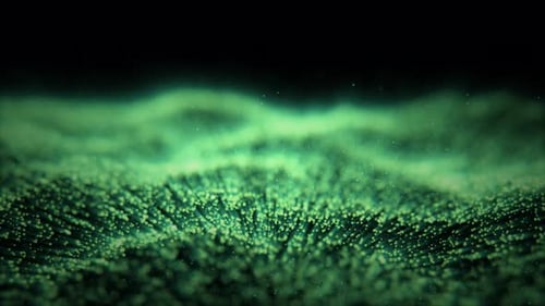 Onde dynamique abstraite de particules dans une animation 3D noire
